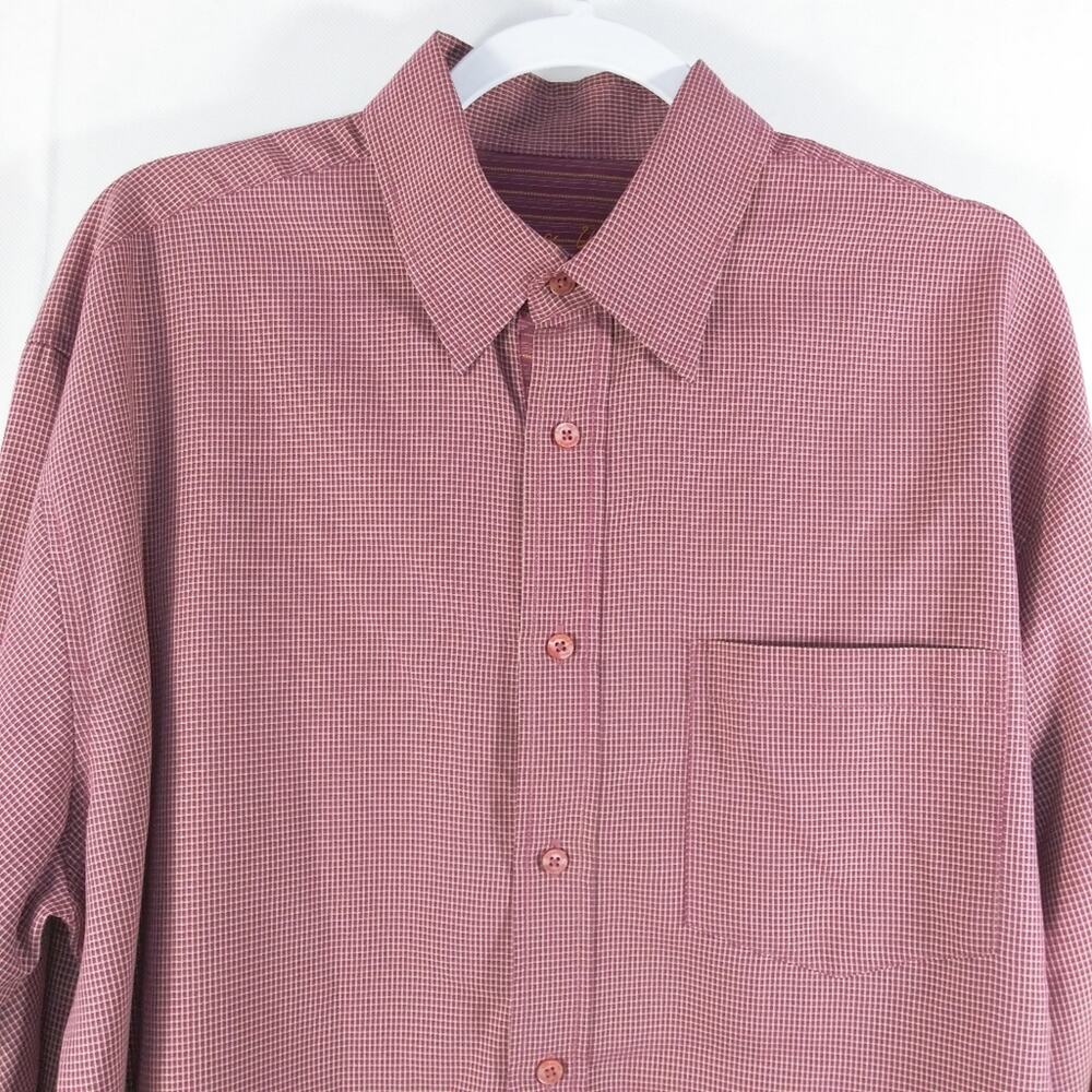 Bugatchi Uomo Red Checkered Button Down Dress Shi… - image 3